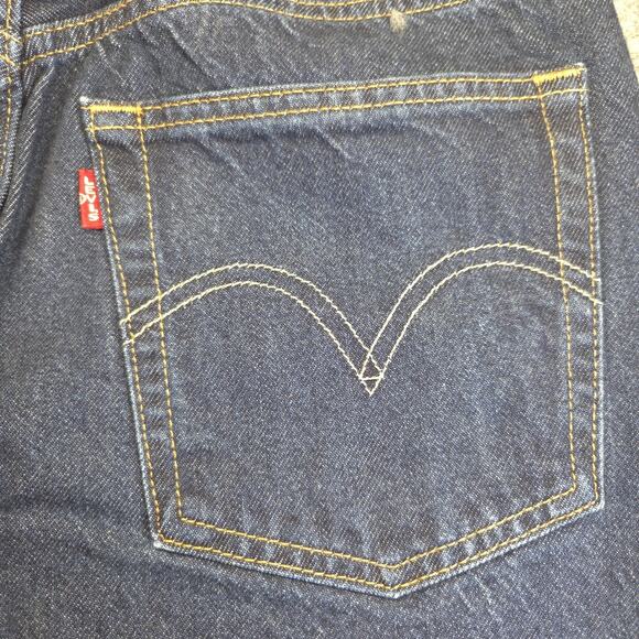 Levis 501 Jeans‎ Mens 28x32 Blue Straight Button Fly Dark Wash Premium Denim - Picture 11 of 16